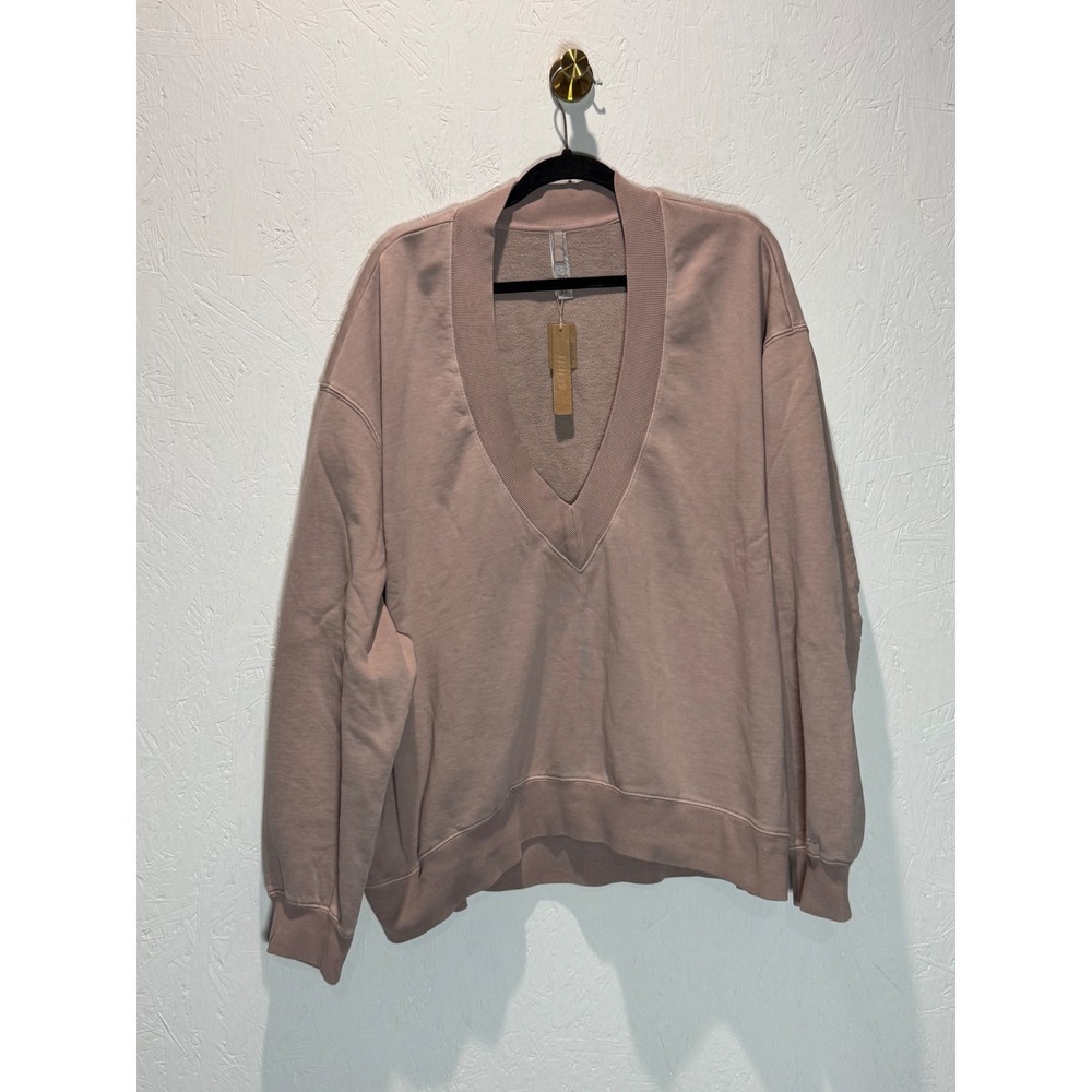 SKIMS Boyfriend Fleece V Neck Pullover Light Fawn LS-LST-10183W XL